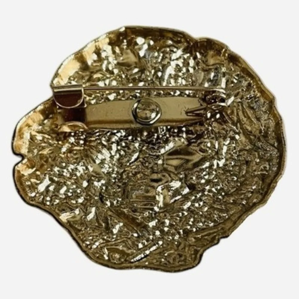Gold Tone Textured Freeform Brooch Pin 1.5 Inch Vintage Style Jewelry NWOT